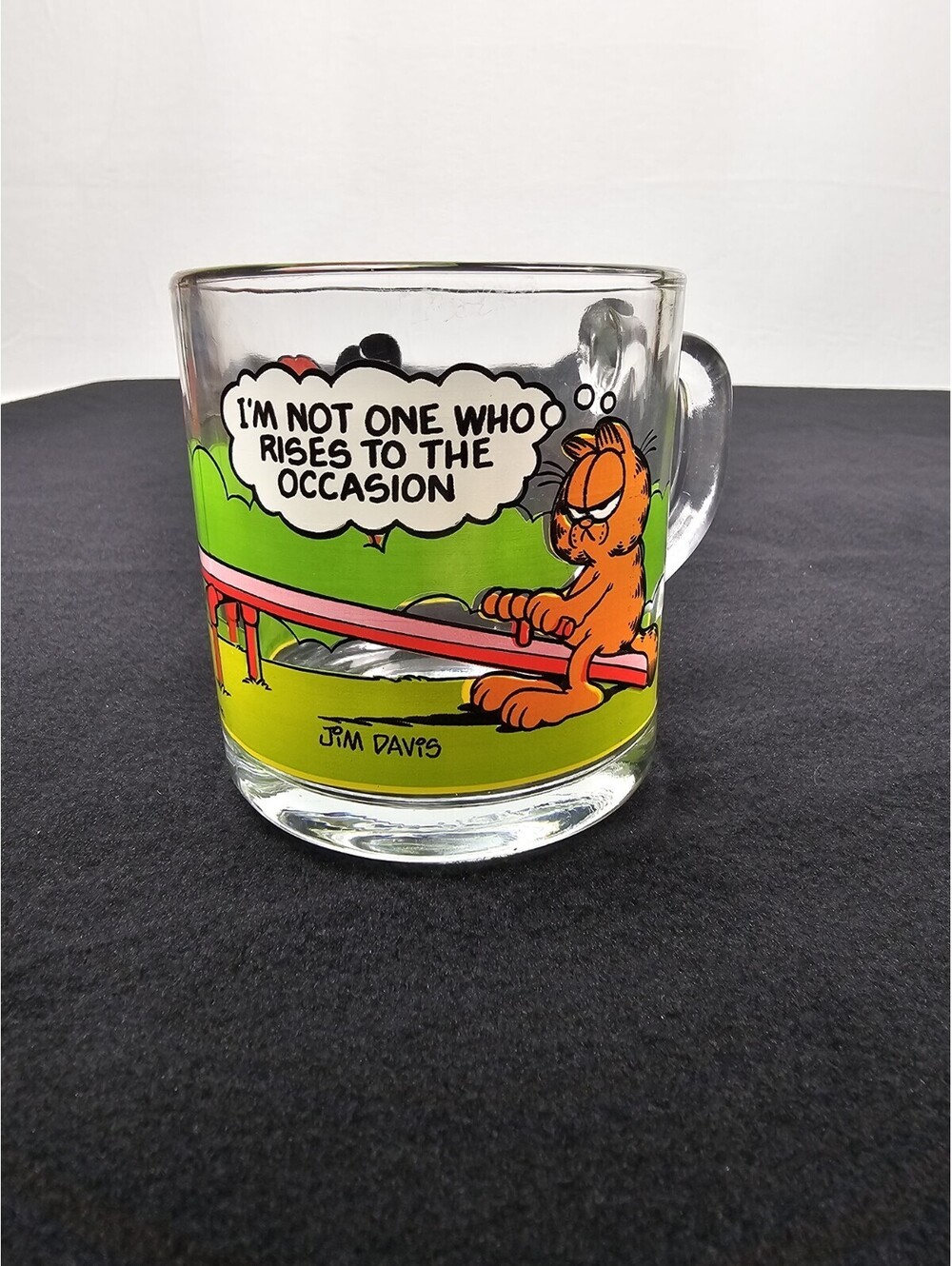 Vintage 1980 Garfield Glass Mug McDonald's I'm Not One Who Rises to the Occasion